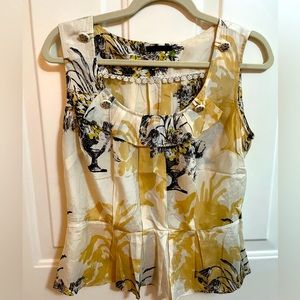 Anthropologie Leifsdottir Floral Peplum Blouse sz 8